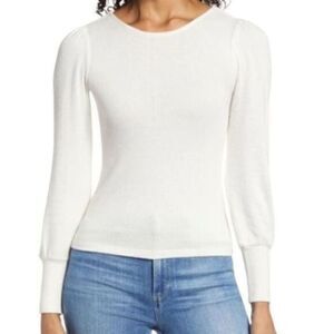 Bobeau Balloon Sleeve Pullover Top Ivory Sweater XL NWT